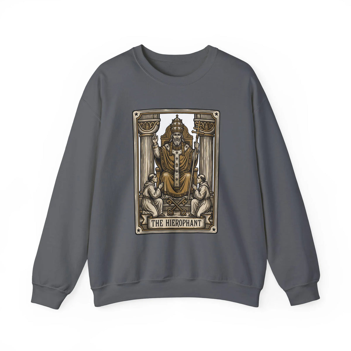 Hierophant Tarot Card Sweatshirt - Heavy Blend Crewneck Fleece - Unisex Ash