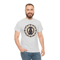 Meditating Dog Sacred Geometry T-Shirt - Heavy Cotton Classic Fit Tee - Unisex White