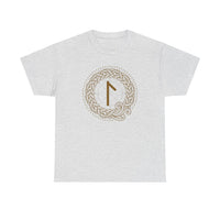 Laguz Rune Norse Knotwork T-Shirt - Heavy Cotton Classic Fit Tee - Unisex White