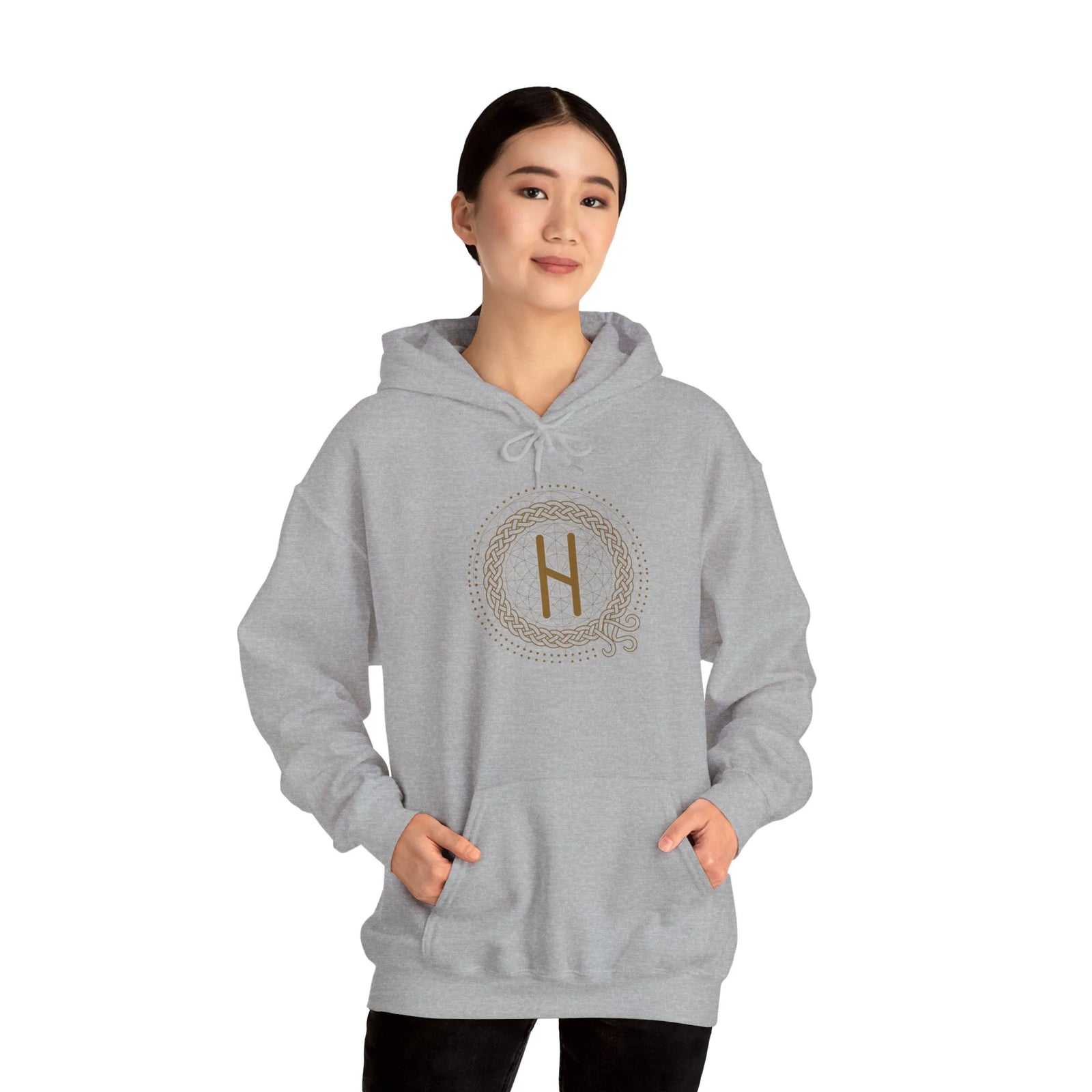 Hagalaz Crushing Change Rune Hoodie - Heavy Blend Fleece Pullover - Unisex White