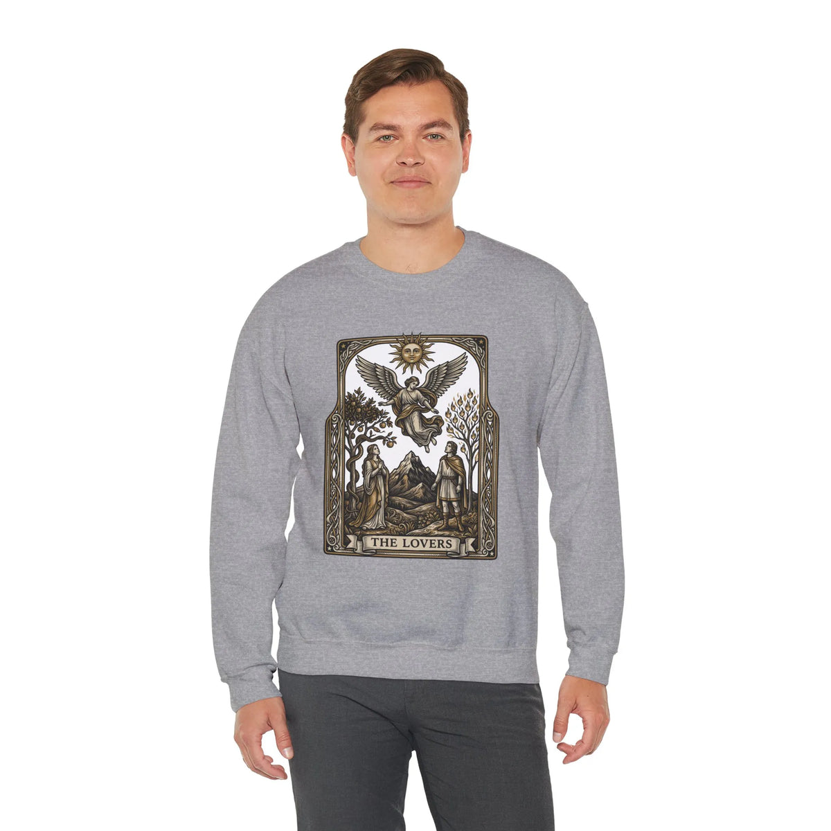 The Lovers Tarot Card Sweatshirt - Heavy Blend Fleece Crewneck - Unisex White