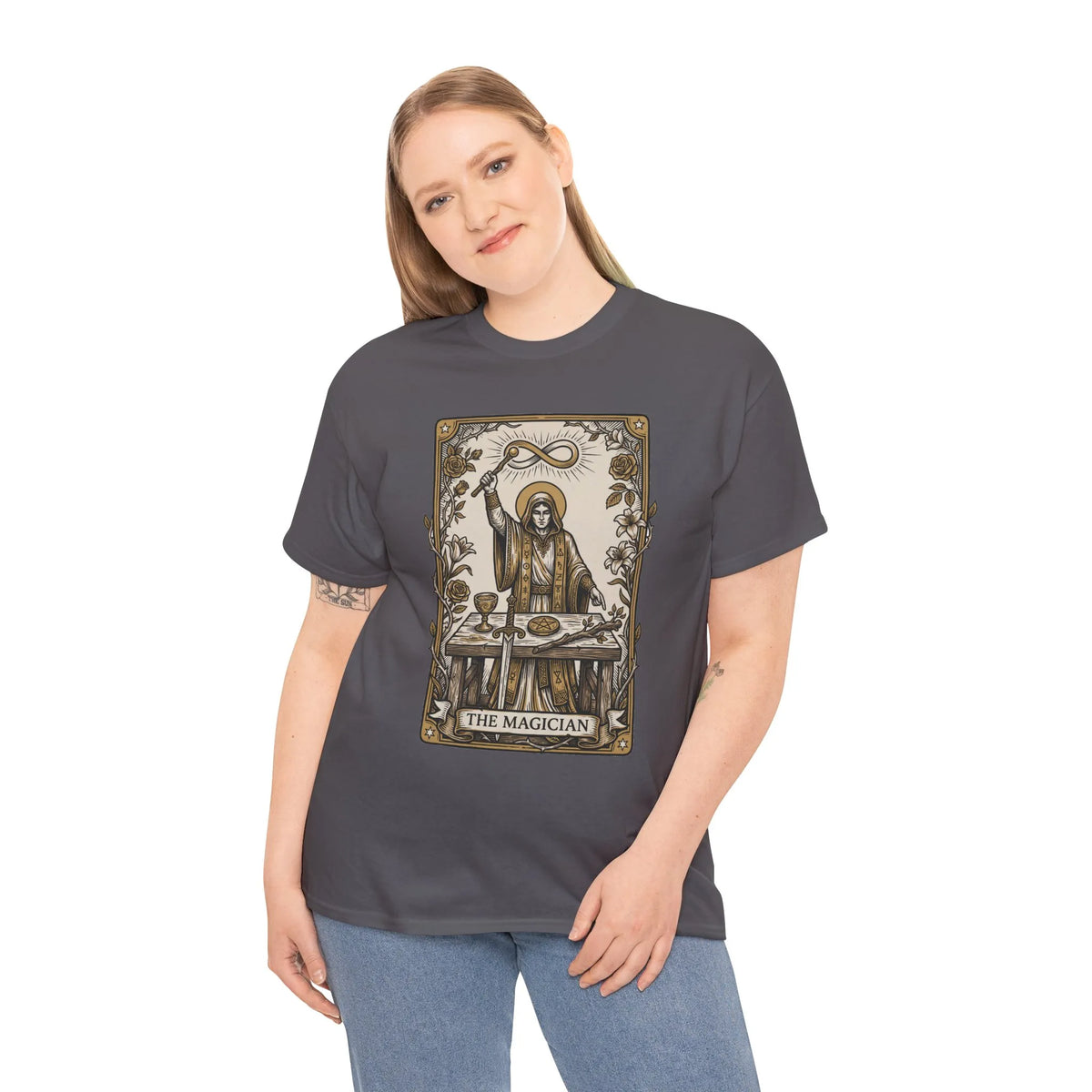 The Magician Tarot Card T-Shirt - Heavyweight 100% Cotton Classic Tee - Unisex White