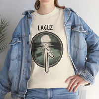 Laguz Rune Water Moon T-Shirt - Heavy Cotton Classic Fit - Unisex White