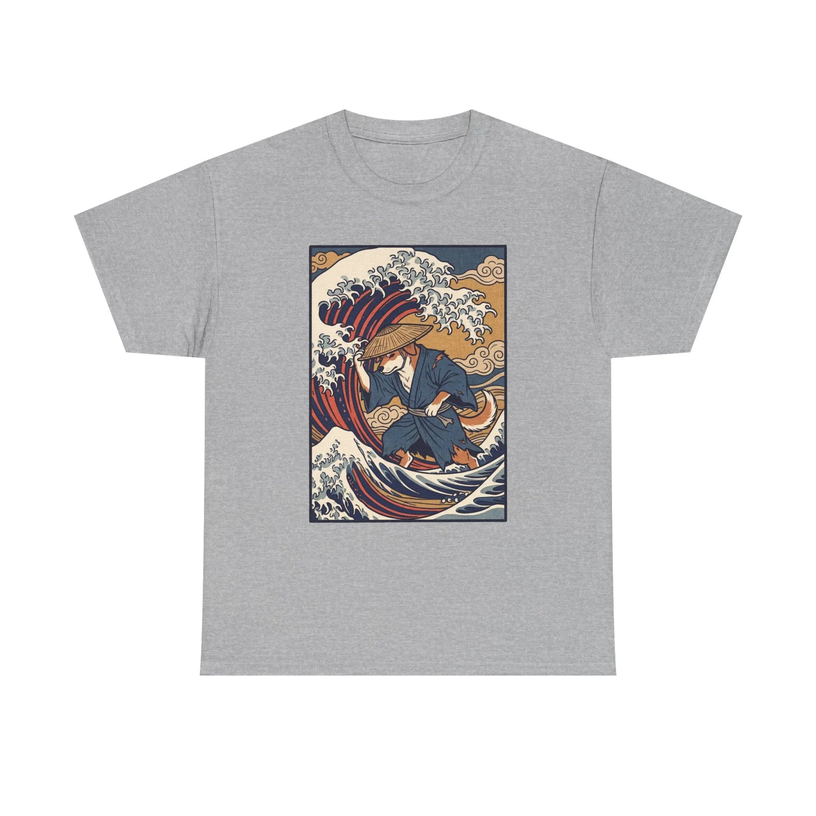 Ronin and the Wave Ukiyo-e T-Shirt - Heavy Cotton Classic Fit Tee - Unisex Off White