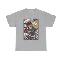 Ronin and the Wave Ukiyo-e T-Shirt - Heavy Cotton Classic Fit Tee - Unisex Off White