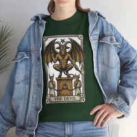 The Devil Tarot Card Graphic T-Shirt - Heavy Cotton Classic Fit Tee - Unisex White