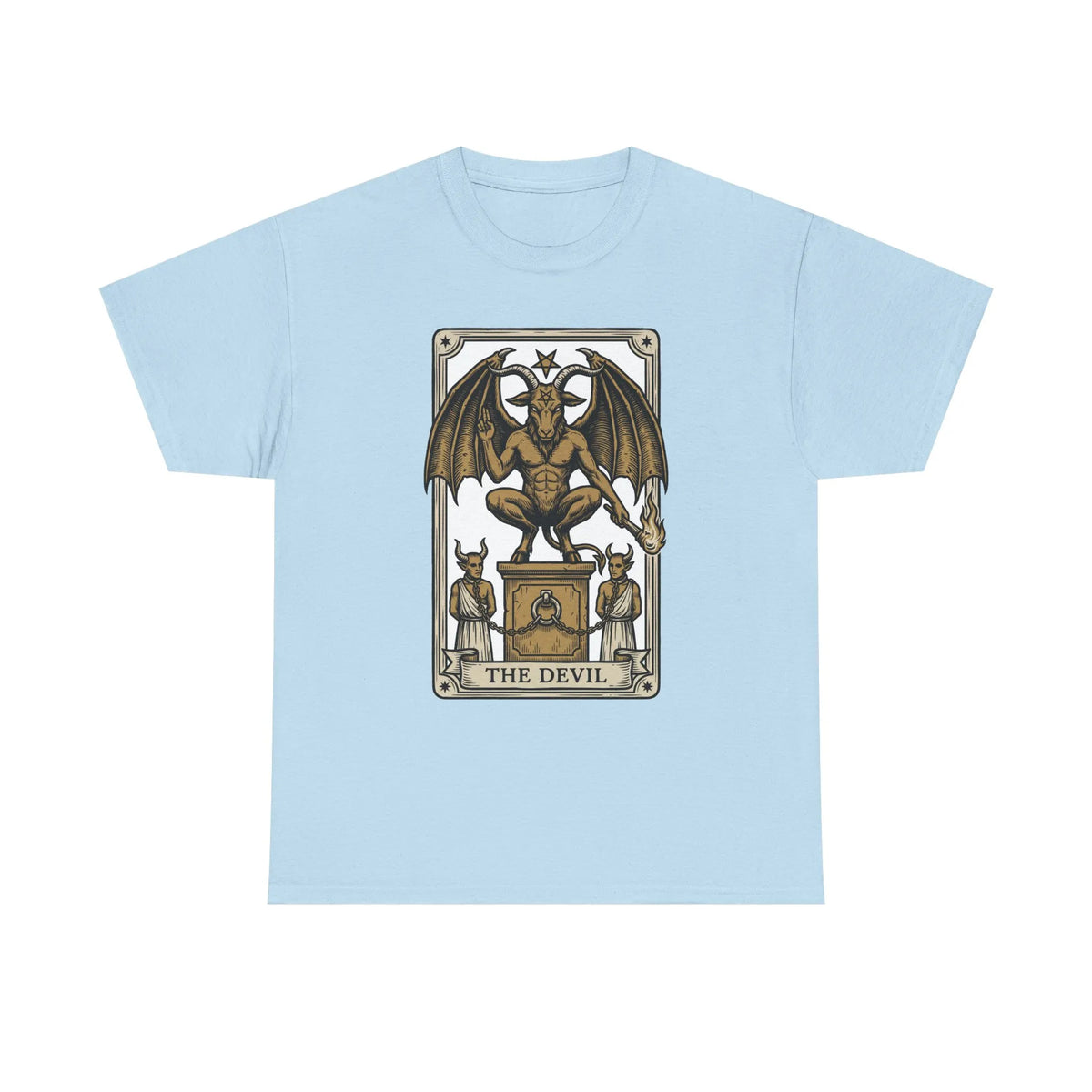 The Devil Tarot Card Graphic T-Shirt - Heavy Cotton Classic Fit Tee - Unisex White