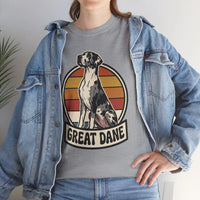 Great Dane Retro 70s Sunset Graphic T-Shirt - Heavy Cotton Classic Fit Tee - Unisex White