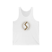 Sowulo Rune Sun Graphic Tank Top - Lightweight Ringspun Cotton Jersey - Unisex White