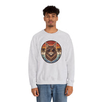Maine Coon Aviator Cat Sweatshirt - Heavy Blend Fleece Crewneck - Unisex White