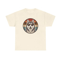 Siberian Husky Aviator Sunset T-Shirt - Heavyweight Classic Fit Cotton Tee - Unisex White