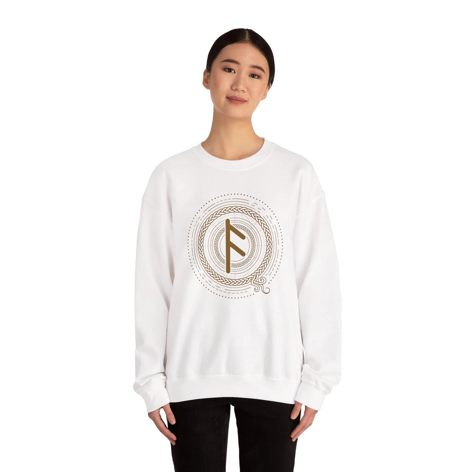 Ansuz Rune Divine Speech Sweatshirt - Heavy Blend Fleece Crewneck - Unisex White