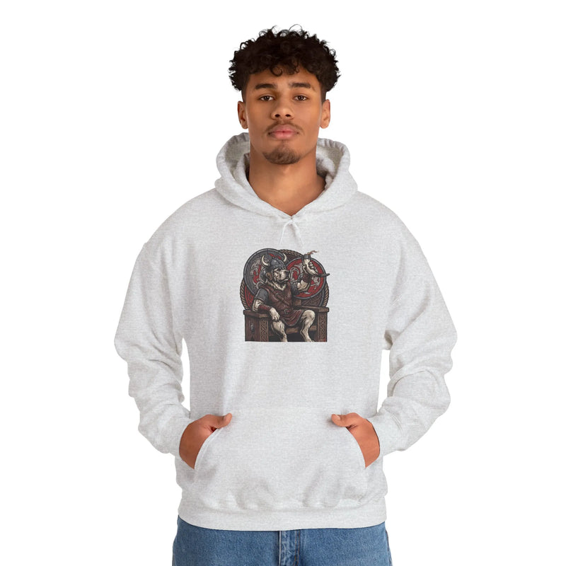 Viking Berserker Dogs Hoodie - Heavy Blend Warm Fleece Pullover - Unisex White