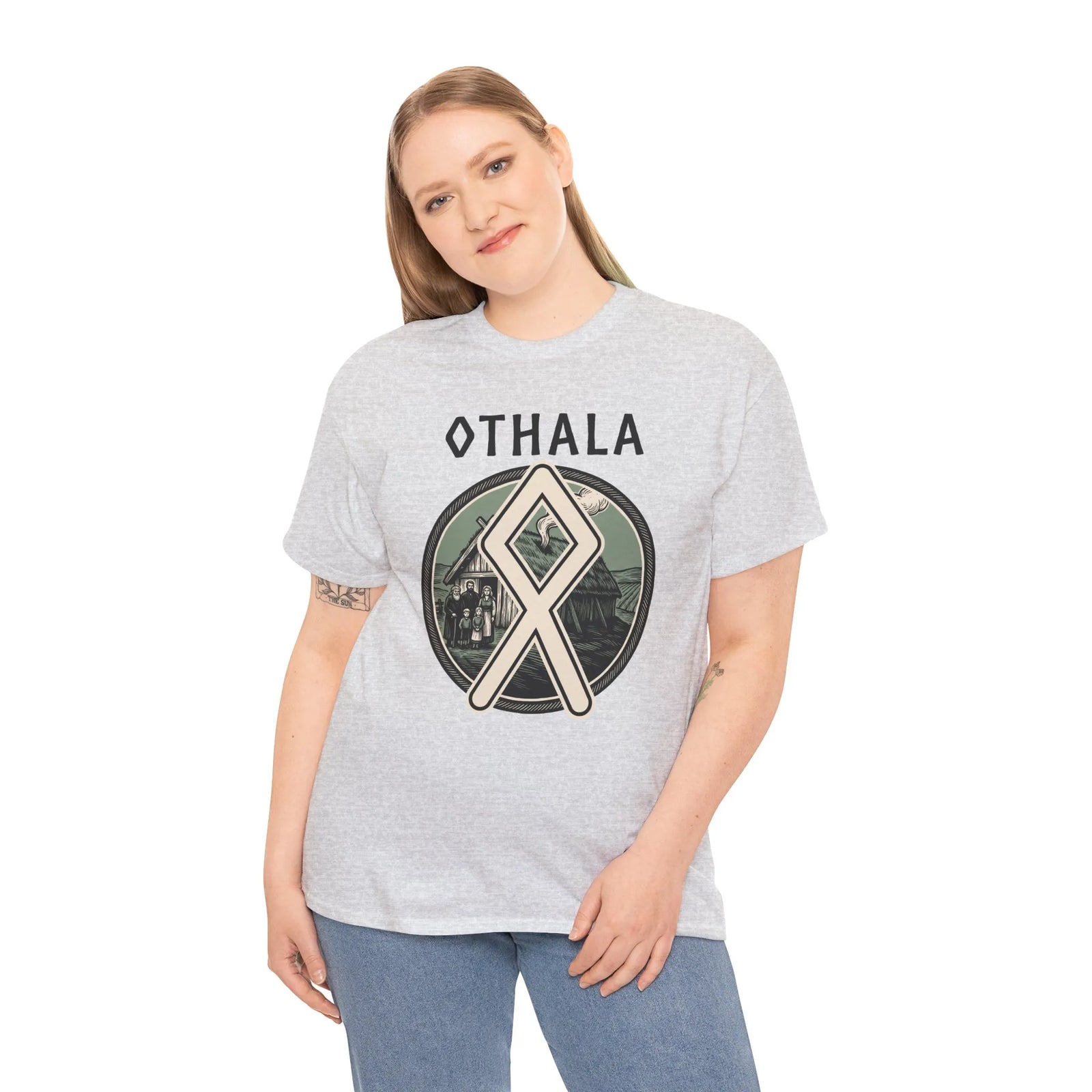 Othala Rune Family Homestead T-Shirt - Heavy Cotton Classic Fit Tee - Unisex White