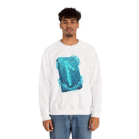 Laguz Water Rune Symbol Sweatshirt - Heavy Blend Crewneck Fleece - Unisex Ash Gray