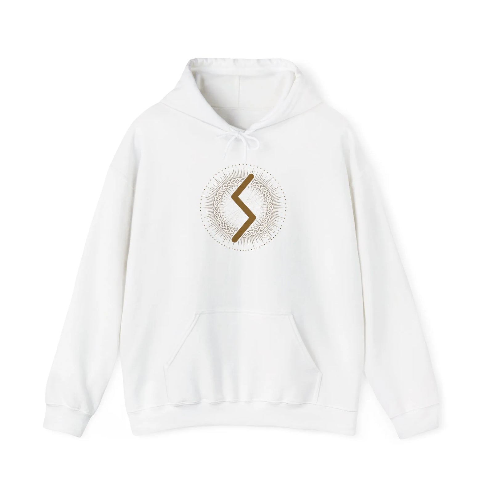 Sowulo Sun Rune Guidance Hoodie - Heavy Blend Cotton Blend Pullover - Unisex White
