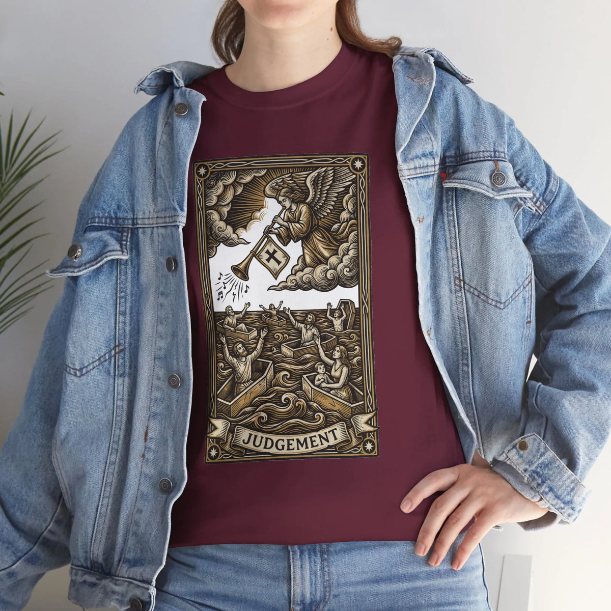Judgement Angel Graphic T-Shirt - Heavy Cotton Classic Fit Tee - Unisex White