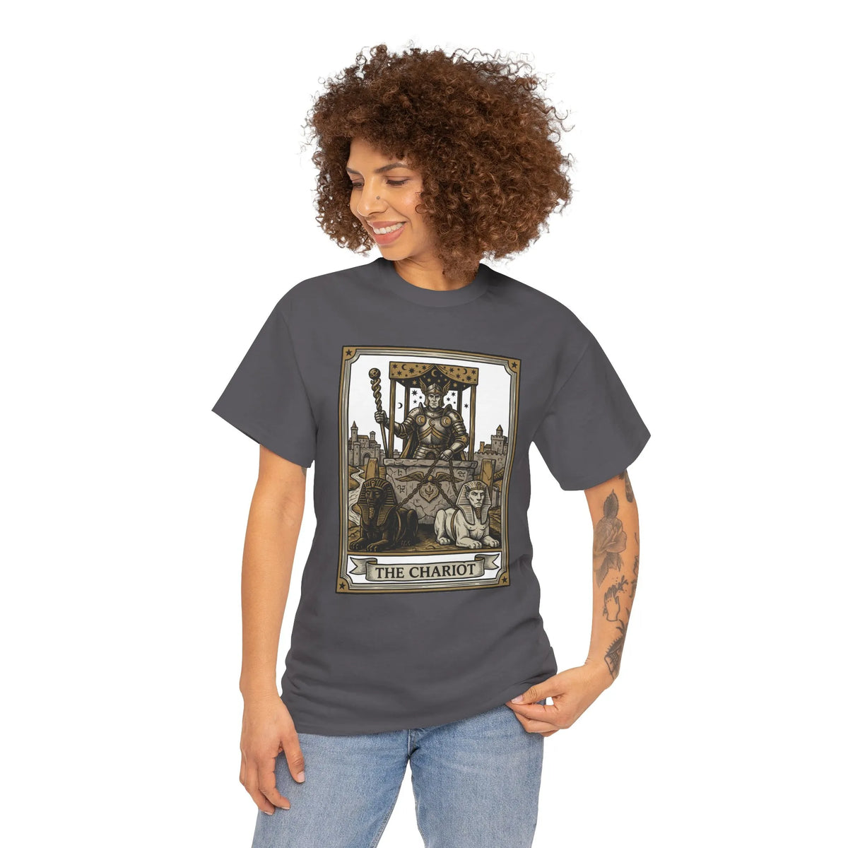 The Chariot Tarot Card T-Shirt - Heavy Cotton Classic Fit Tee - Unisex White