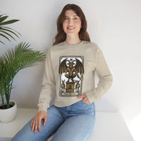 Devil Tarot Card Graphic Sweatshirt - Heavy Blend Fleece Crewneck - Unisex White