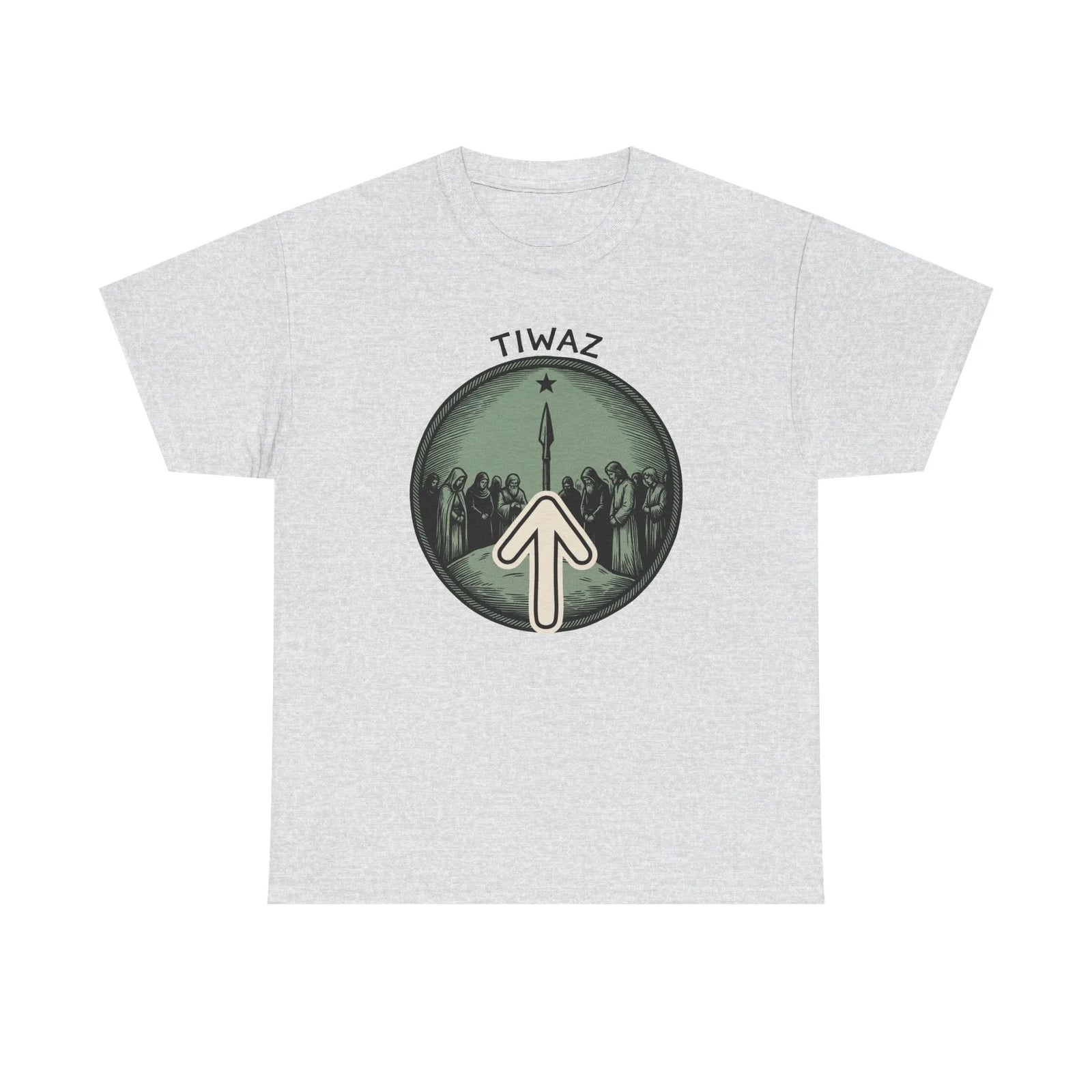 Tiwaz Rune Graphic T-Shirt - Heavy Cotton Classic Fit Tee - Unisex White