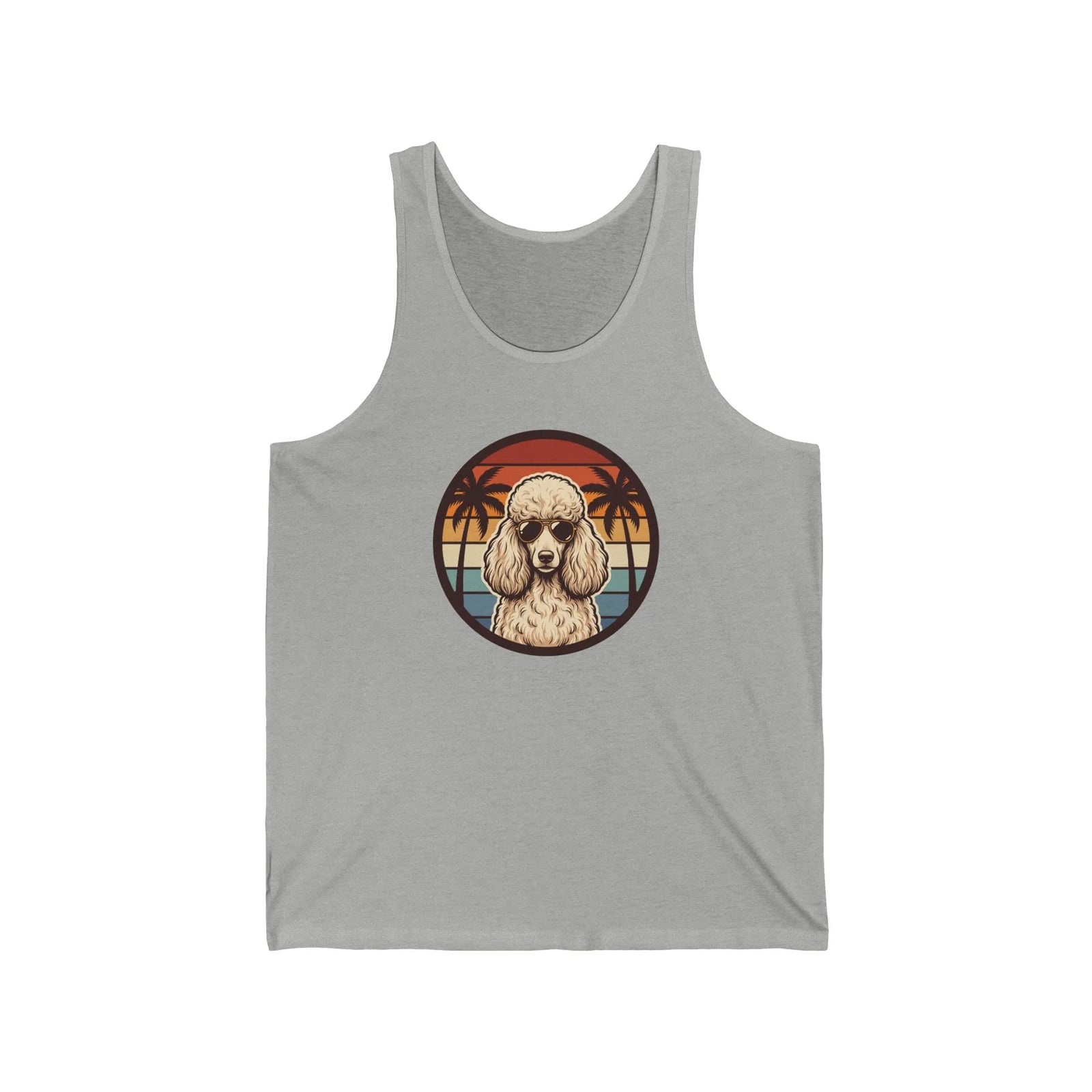 Poodle Aviator 70s Sunset Tank Top - Soft Lightweight Jersey Tank - Unisex White