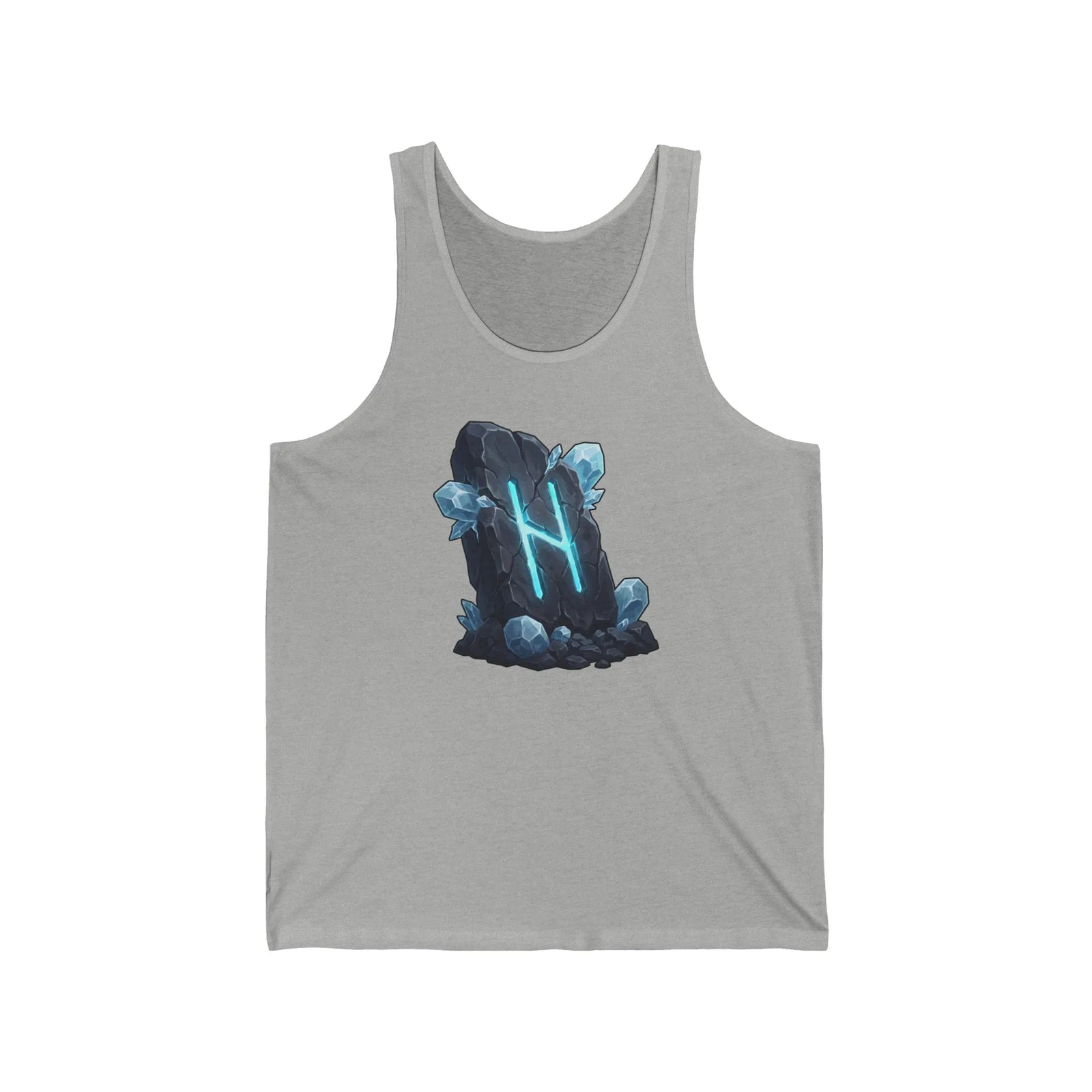 Hagalaz Runic Crystal Graphic Tank Top - Soft Combed Cotton Jersey - Unisex White
