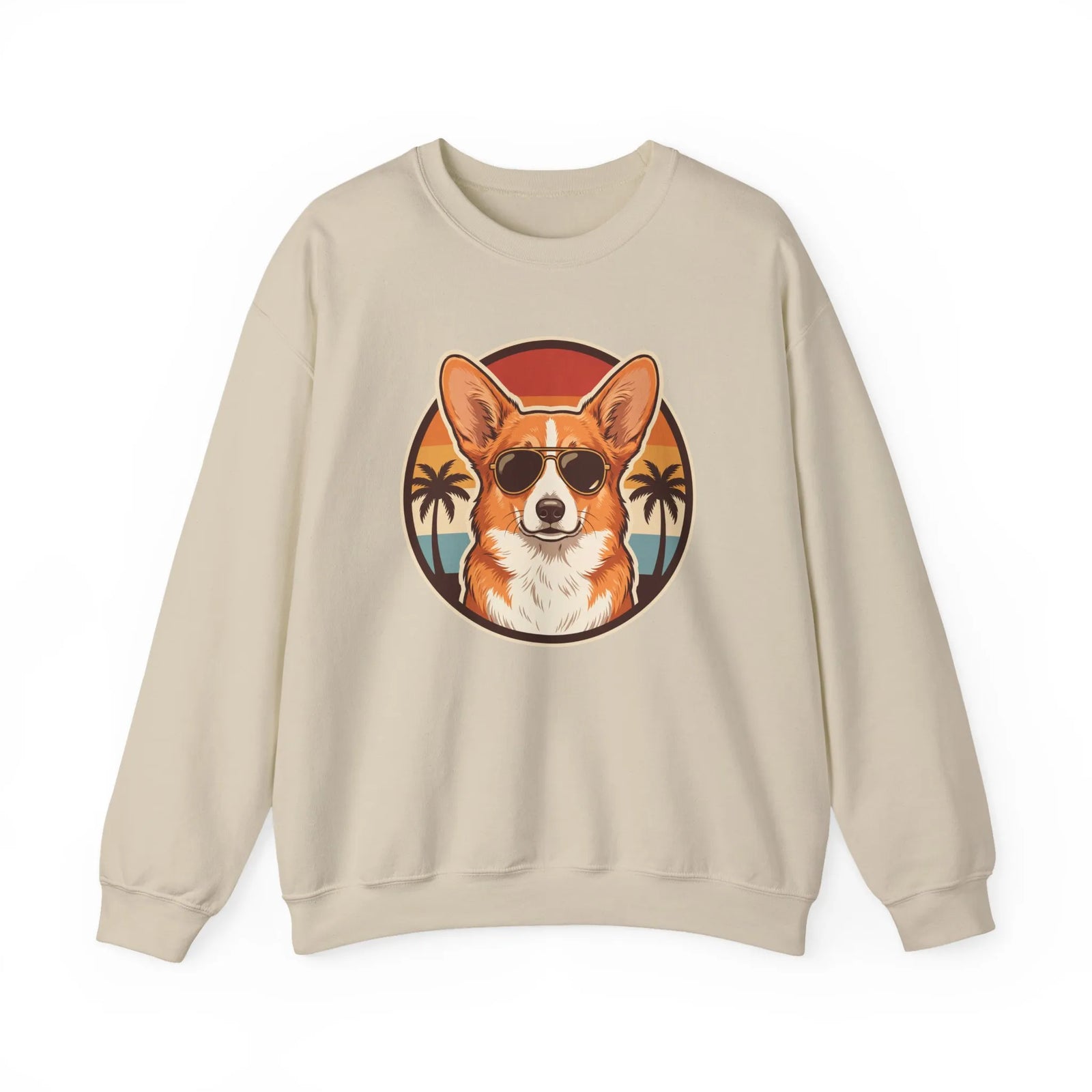 Corgi 70s Sunset Aviators Sweatshirt - Heavy Blend Fleece Crewneck - Unisex White