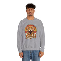Golden Retriever Retro 70s Sunset Sweatshirt - Heavy Blend Fleece Crewneck - Unisex Ash