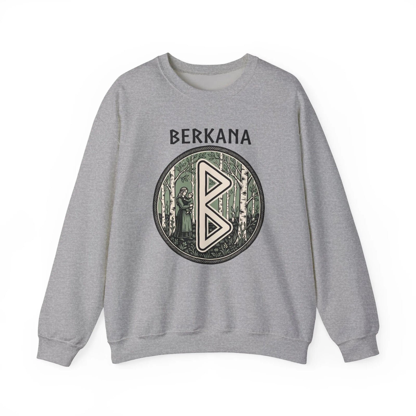 Berkana Rune Earth Mother Sweatshirt - Heavy Blend Cotton-Poly Crewneck - Unisex White