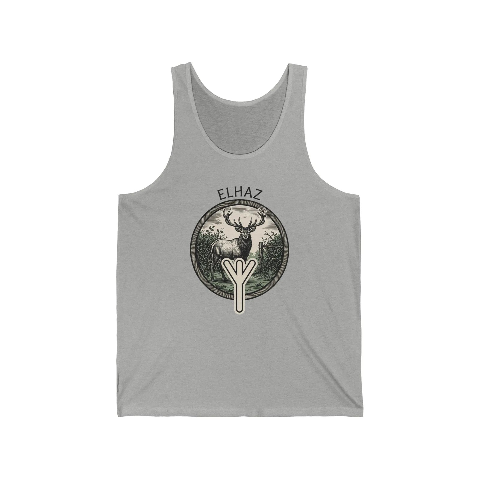 Elhaz Protection Rune Stag Tank Top - Lightweight Jersey Retail Fit - Unisex White