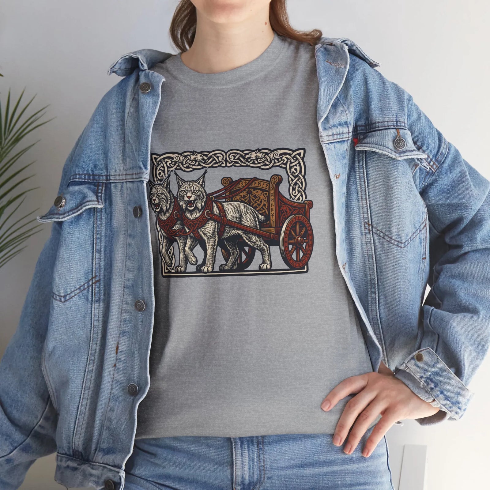 Freyja's Cats Chariot Graphic T-Shirt - Heavy Cotton Classic Fit Tee - Unisex White