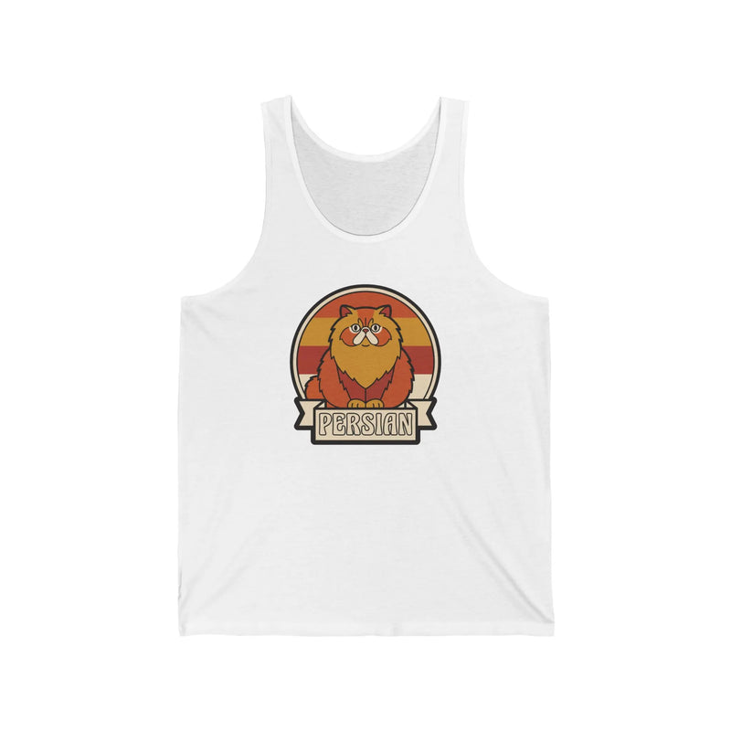 Persian Cat Retro Sunset Tank Top - Soft Cotton Jersey Retail Fit - Unisex Athletic Heather