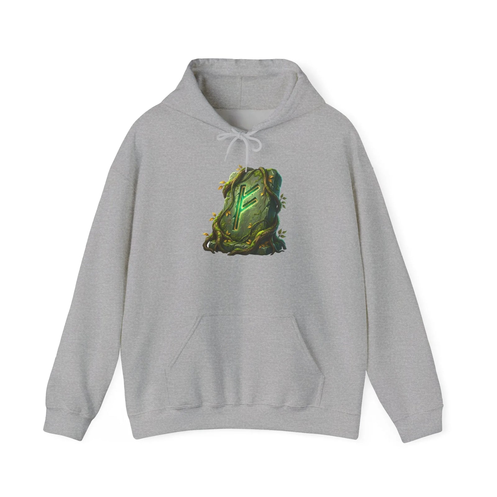 Fehu Rune Norse Symbol Hoodie - Soft Cotton Blend Pullover - Unisex Off White