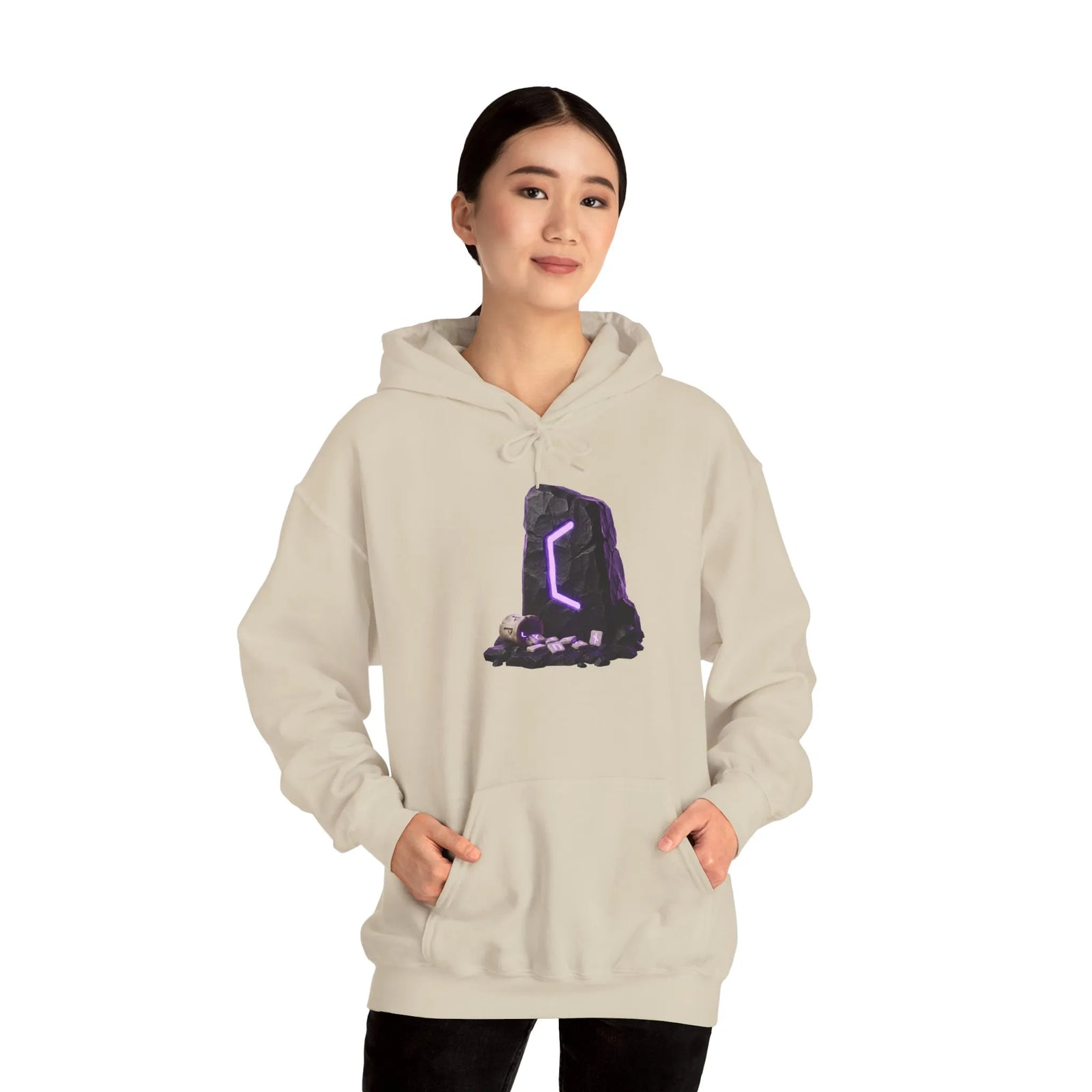 Perthro Rune Mystery Graphic Hoodie - Heavyweight Fleece Pullover - Unisex White