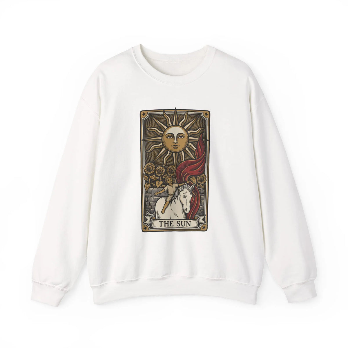 The Sun Tarot Card Sweatshirt - Heavy Blend Fleece Crewneck - Unisex White