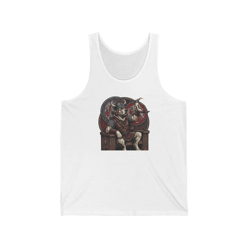 Viking Berserker Dogs Graphic Tank Top - Lightweight Ring-Spun Jersey - Unisex White
