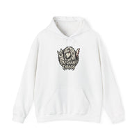 Headbanger Metal Dog Graphic Hoodie - Warm Cotton Blend Pullover - Unisex Ash