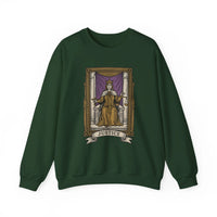 Justice Tarot Card Sweatshirt - Heavy Blend Cotton Poly Crewneck - Unisex White