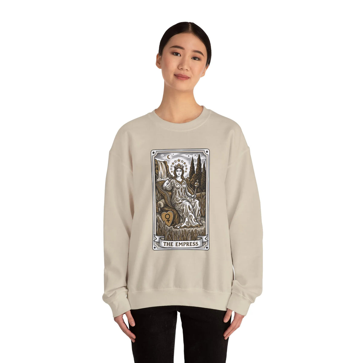 Major Arcana Empress Tarot Card Sweatshirt - Soft Heavy Blend Crewneck - Unisex White