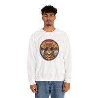 Bengal Cat Aviator Sunset Sweatshirt - Heavy Blend Fleece Crewneck - Unisex White