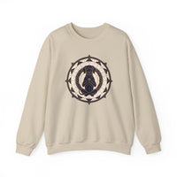 Meditating Dog Sacred Geometry Sweatshirt - Heavy Blend Fleece Crewneck - Unisex White