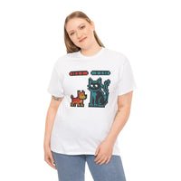 8-Bit Pixel Gaming Dogs Boss Fight T-Shirt - Heavyweight 100% Cotton Classic Fit - Unisex White