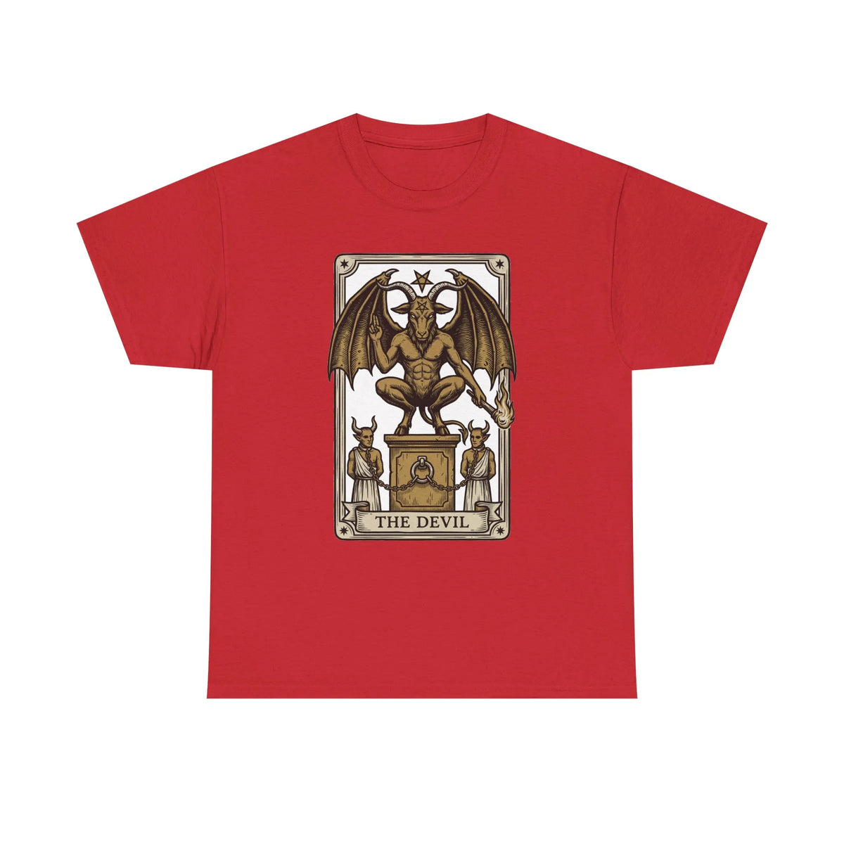 The Devil Tarot Card Graphic T-Shirt - Heavy Cotton Classic Fit Tee - Unisex White