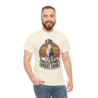 Great Dane Retro 70s Sunset Graphic T-Shirt - Heavy Cotton Classic Fit Tee - Unisex White