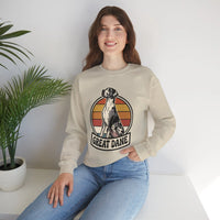 Great Dane Retro Sunset Breeds Sweatshirt - Heavy Blend Crewneck 50/50 Cotton Poly - Unisex White