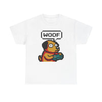 8-Bit Pixel Gaming Dog T-Shirt - Heavy Cotton Classic Fit Tee - Unisex White
