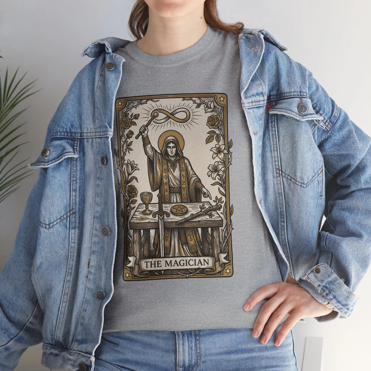 The Magician Tarot Card T-Shirt - Heavyweight 100% Cotton Classic Tee - Unisex White