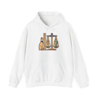 Sphynx Cat Egyptian Scales Hoodie - Heavyweight Cotton Blend Pullover - Unisex White