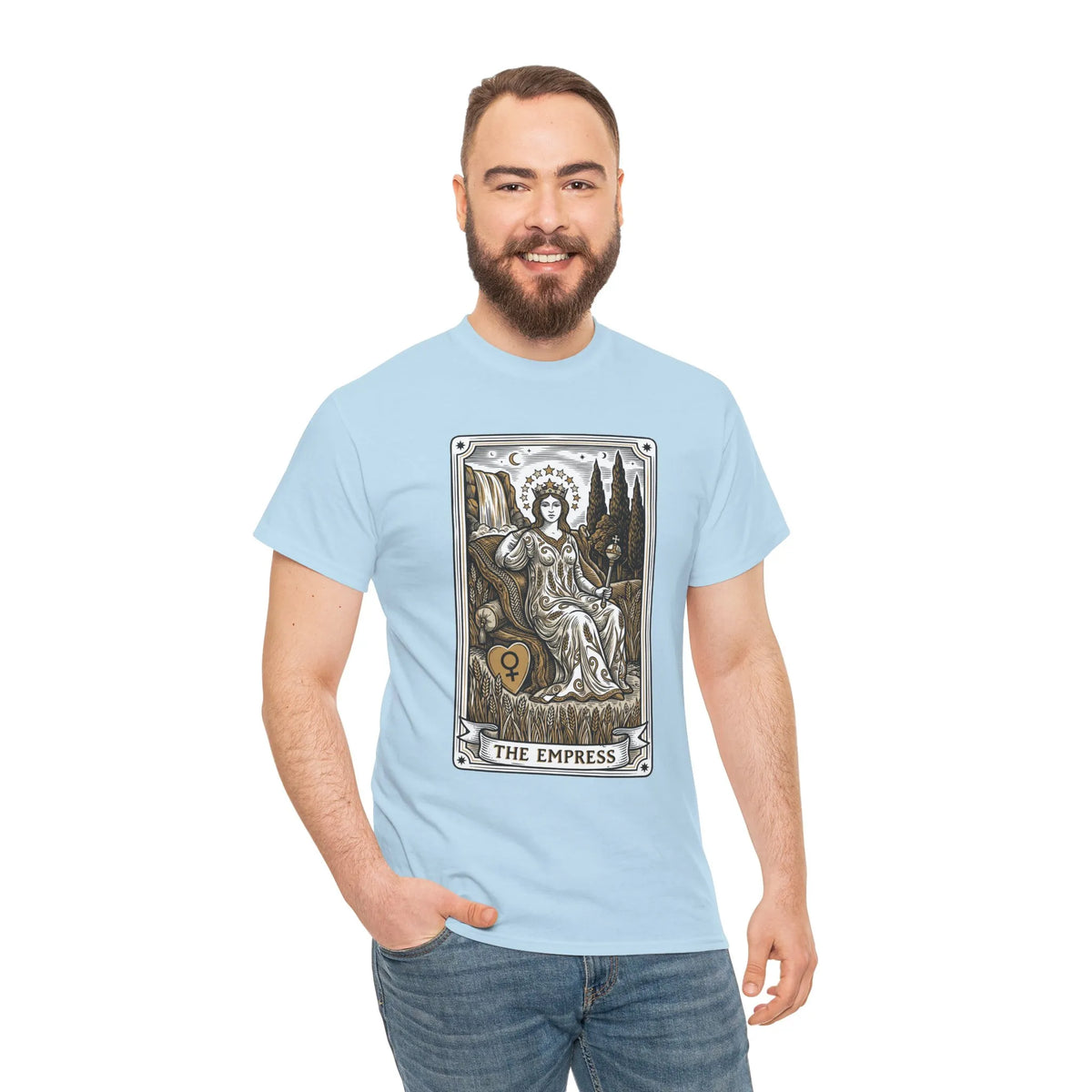 Empress Tarot Card Graphic T-Shirt - Heavy Cotton Classic Fit Tee - Unisex White