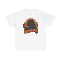 Labrador Retro 70s Sunset T-Shirt - Heavy Cotton Classic Fit Tee - Unisex White
